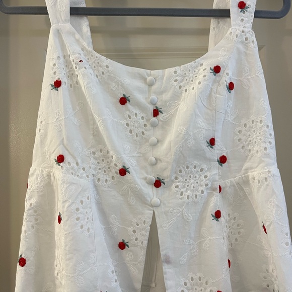 Petal and Pup White Sleeveless Top with Red Floral Embroidery - Picture 4 of 6